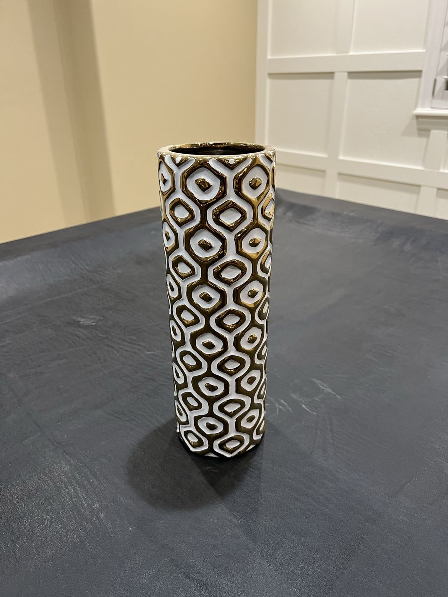 Decorative White & GoldPattern Ceramic Vase Home Decor
