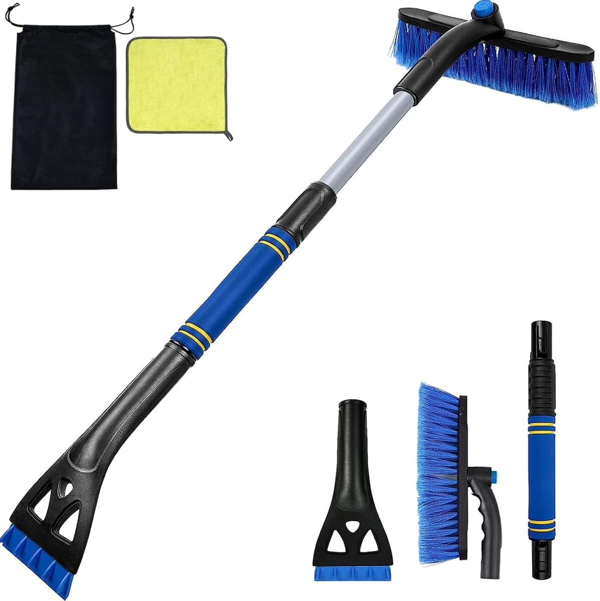 NEW 36″ Extendable Snow Brush and Ice Scraper, 360° Pivoting Heavy Duty Snow Remover