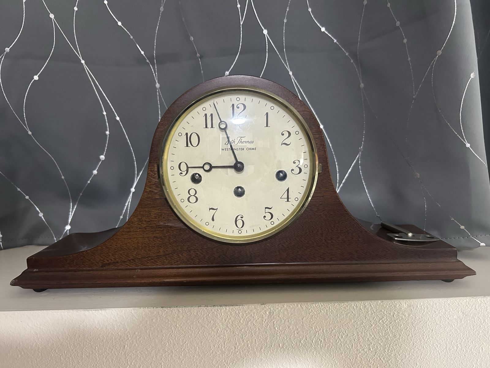 Vintage Seth Thomas Wooden Mantel Clock Westminster Chime with Key