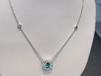Natural Emerald + Natural Diamond Necklace