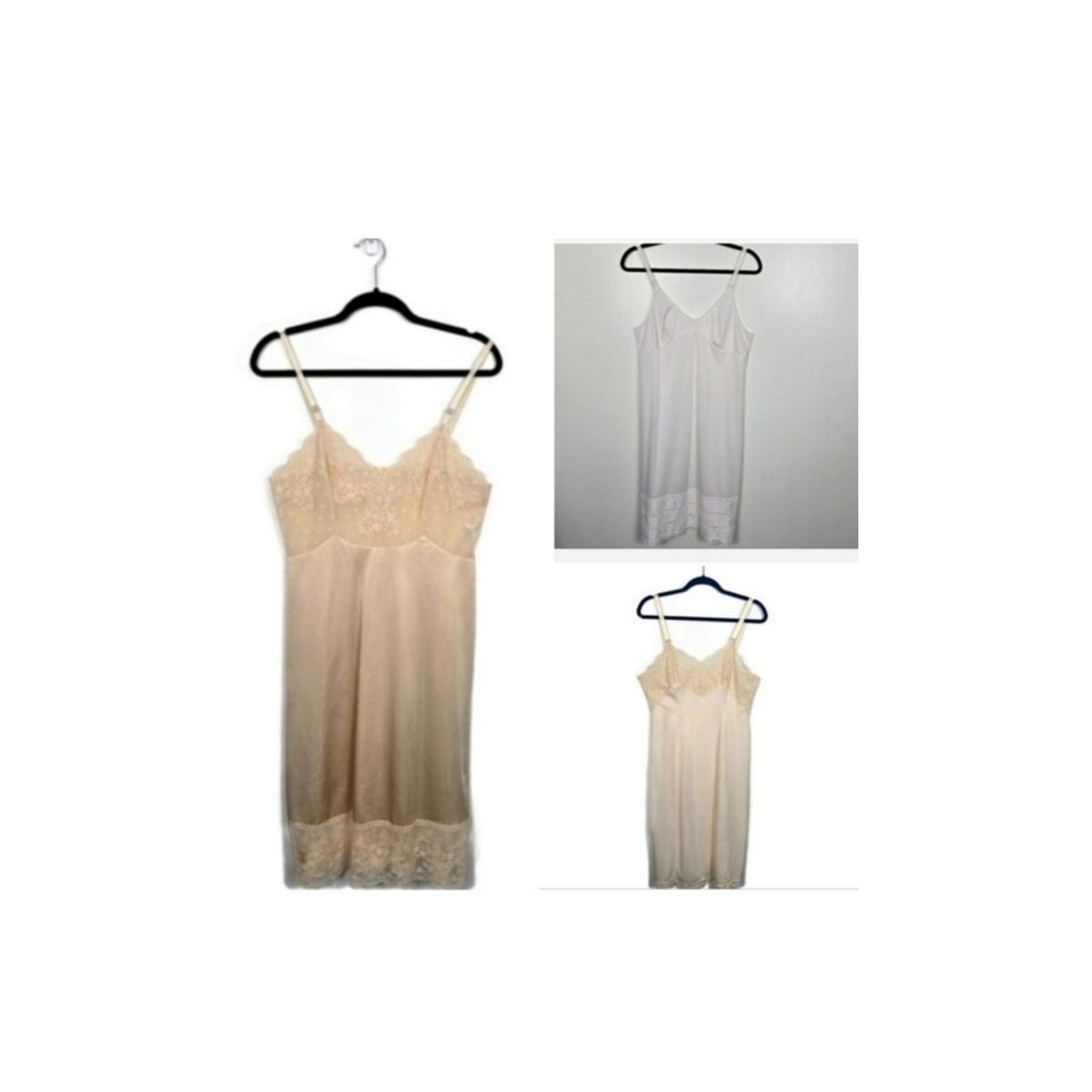 Vintage Lace Trim Slip Chemise Bundle White Cream Size 34-38