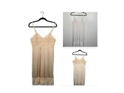 Vintage Lace Trim Slip Chemise Bundle White Cream Size 34-38