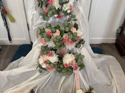 18 piece pink and white artificial wedding flower set