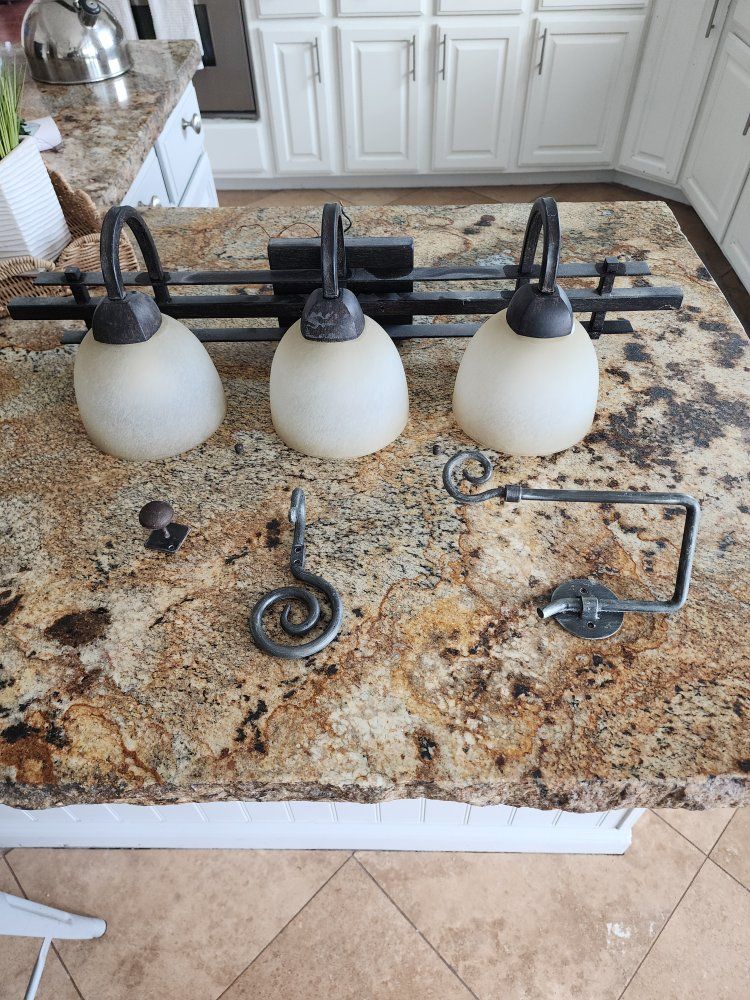 30 inch sink top with lights, hand towl holder and toilet paper holder