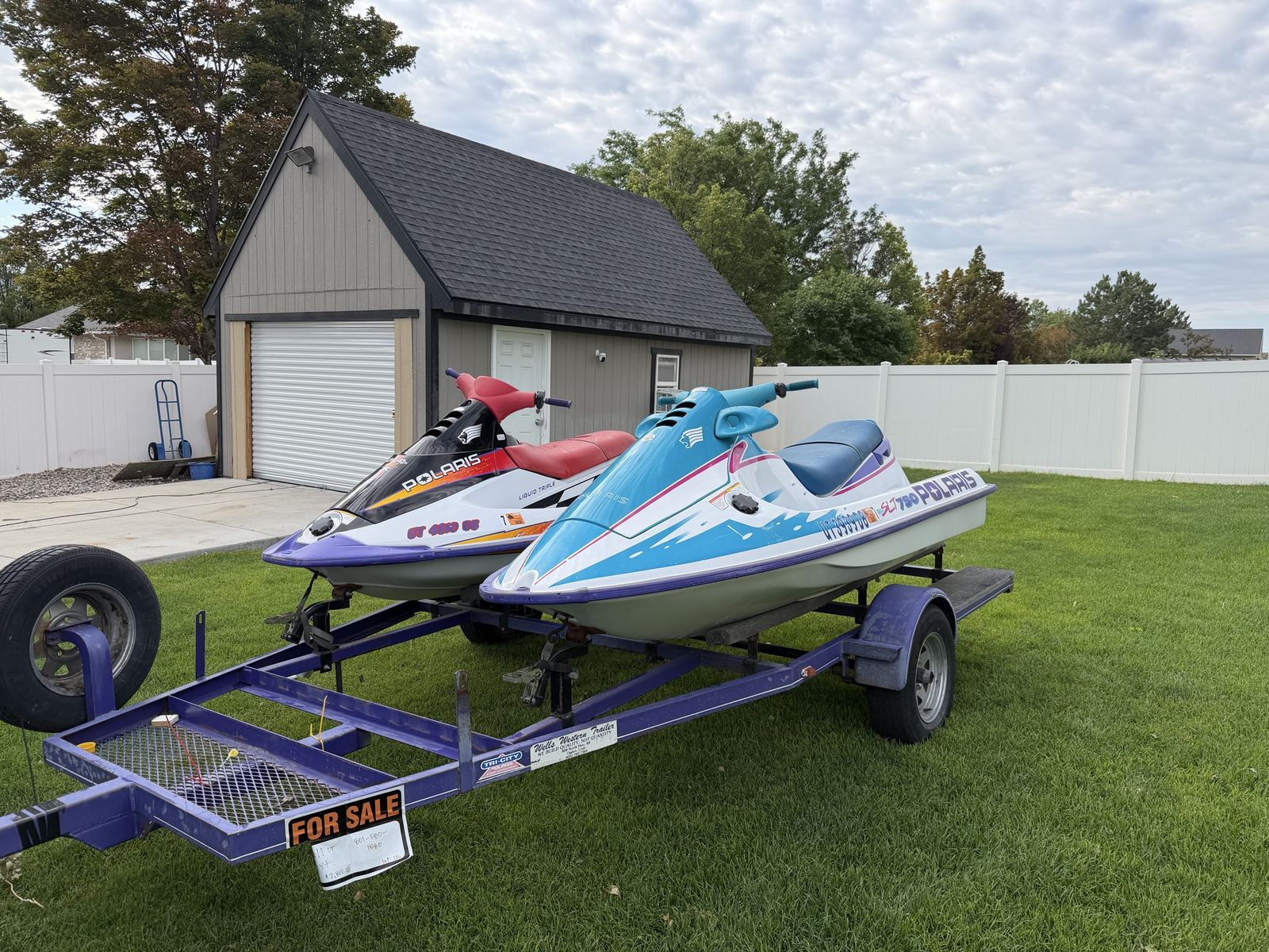 Pair of Polaris Personal Watercraft: 1994 SLT 750 & 1995 SLX PWC with Trailer