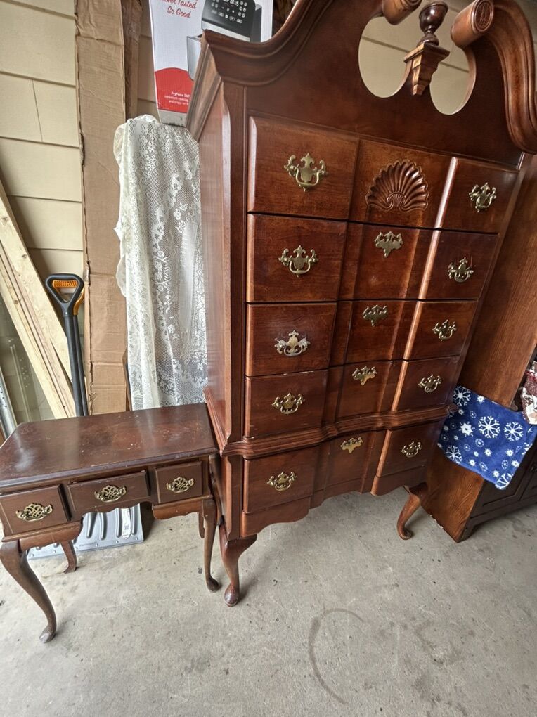 Antique Queen Ann Style Highboy Tall Dresser Chest