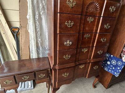 Antique Queen Ann Style Highboy Tall Dresser Chest