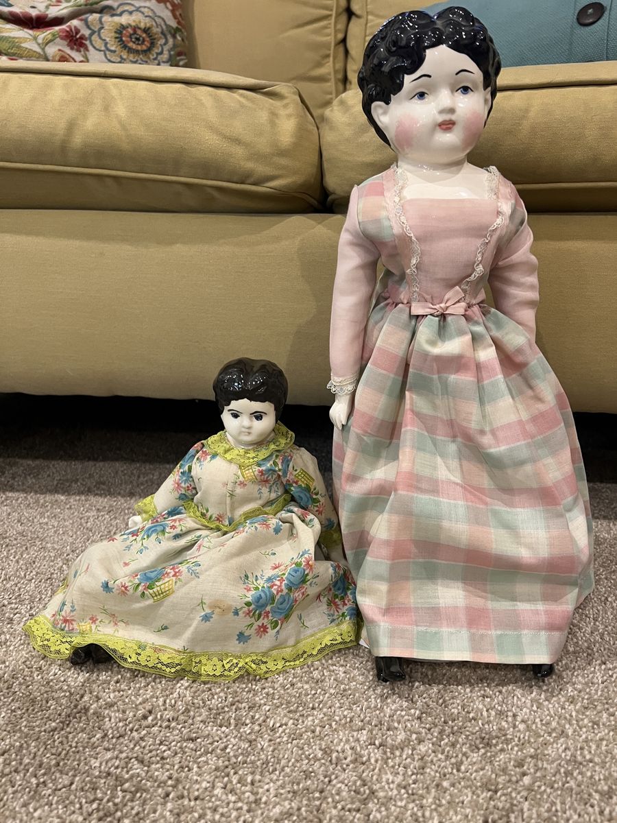 Low Brow Porcelain Head Antique Dolls