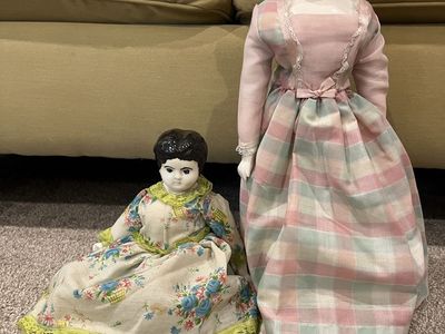 Low Brow Porcelain Head Antique Dolls