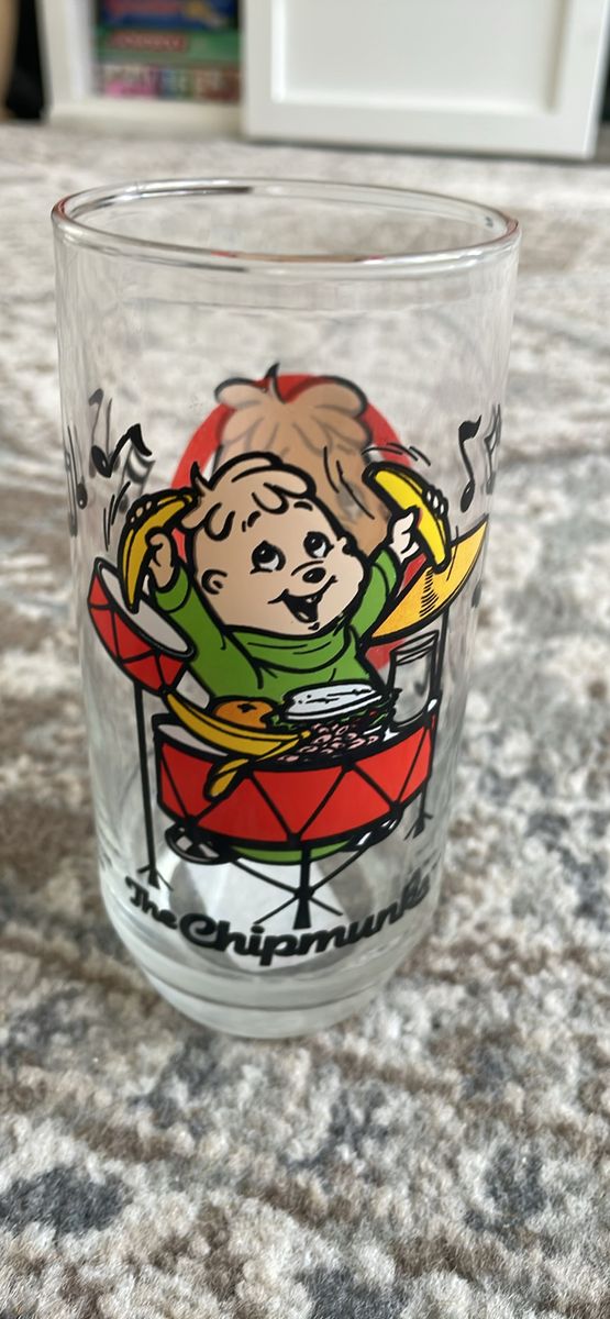 Theodore Alvin the Chipmunks Music Note Drinking Glass  Karmon Ross Hardees 1985