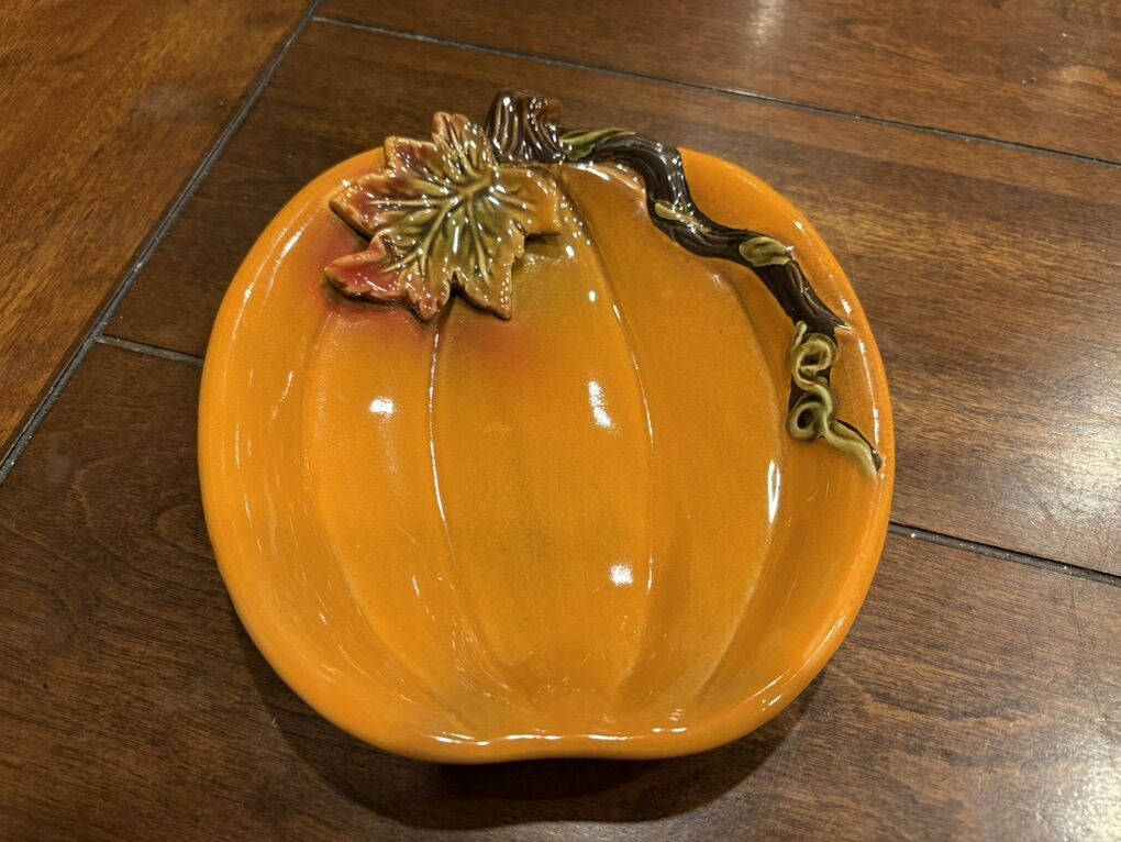 Ceramic Pumpkin Trinket Dish