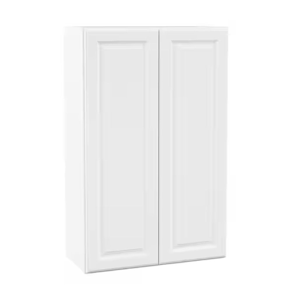 Hampton Bay Hampton 27 in. W x 12 in. D x 42 in. H Assembled Wall Kitchen Cabinet in Satin White