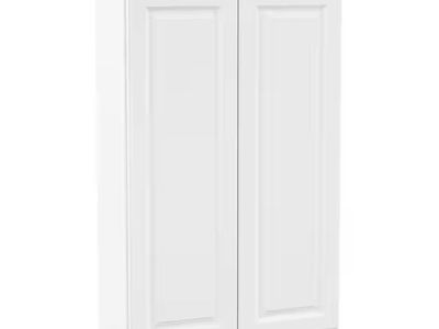 Hampton Bay Hampton 27 in. W x 12 in. D x 42 in. H Assembled Wall Kitchen Cabinet in Satin White