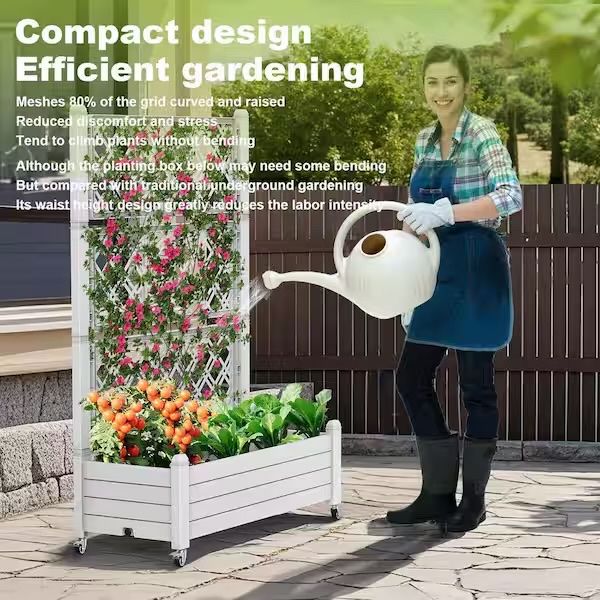 Outdoor Plastic Raised Garden Bed with Drain Plug for Climbing Plants