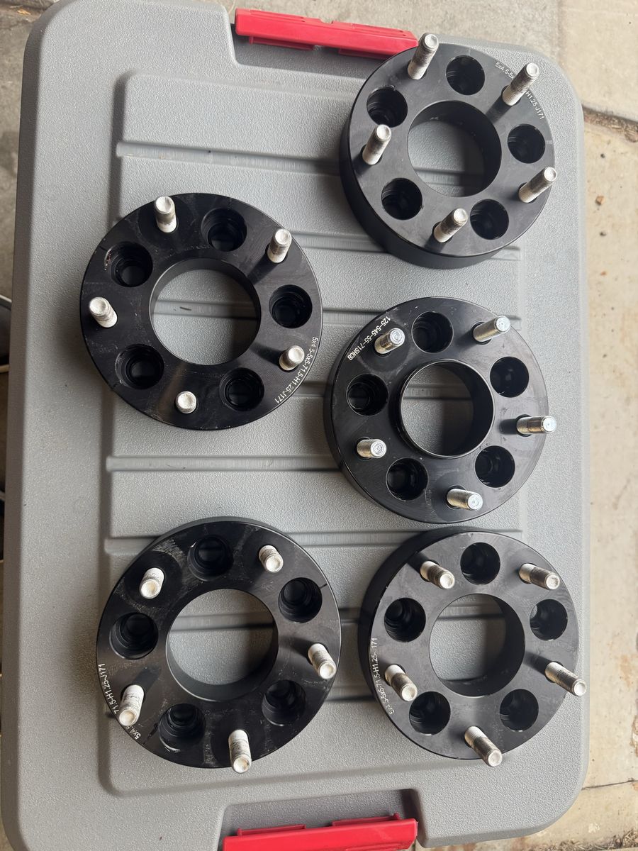 Set of 5 Black Wheel Spacers 5x4.5 / 5x5 with Studs and acorn nuts