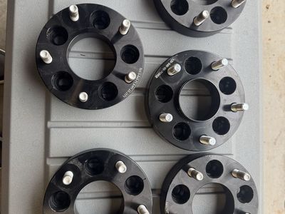 Set of 5 Black Wheel Spacers 5x4.5 / 5x5 with Studs and acorn nuts