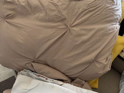 Tan Pintuck Comforter Set & pillow covers in Taupe