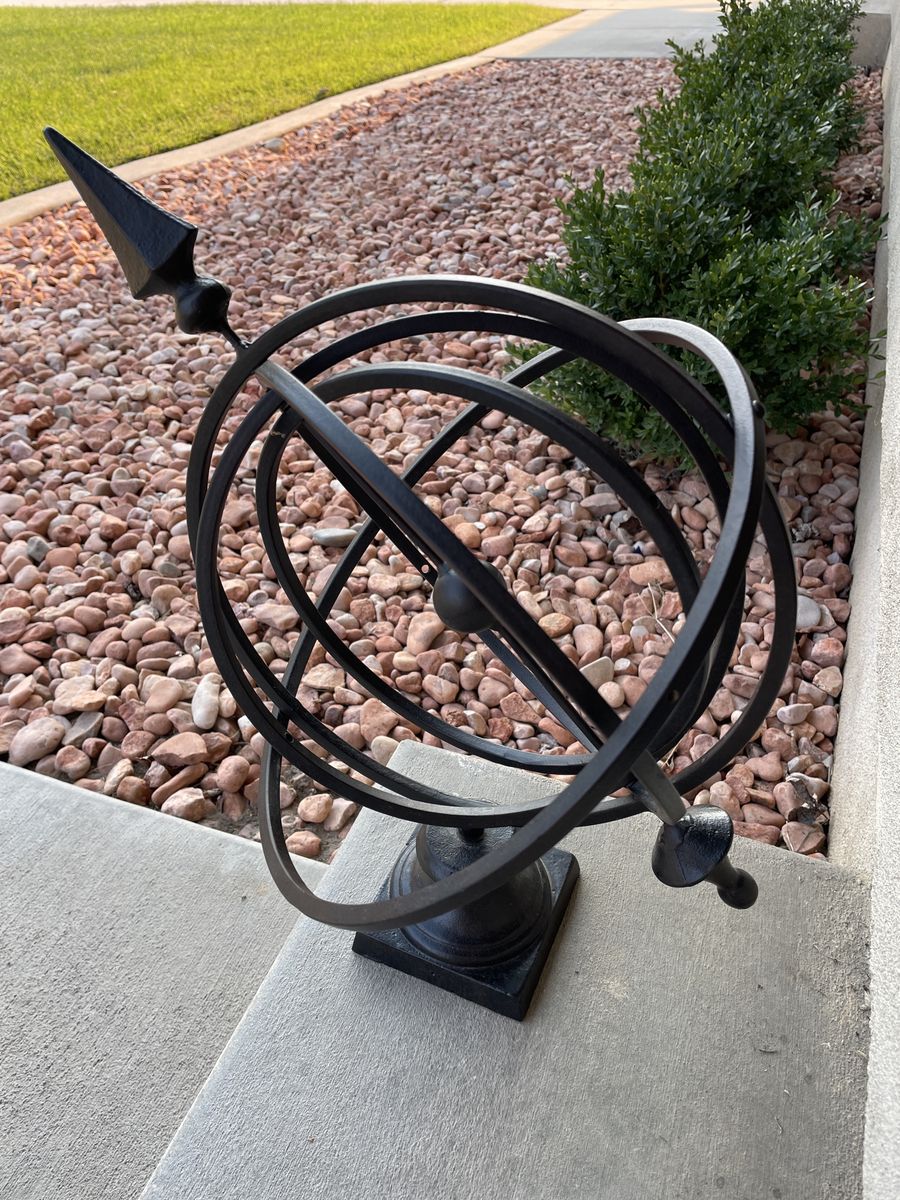Decorative Black Metal Armillary Sphere Sundial Garden Sculpture