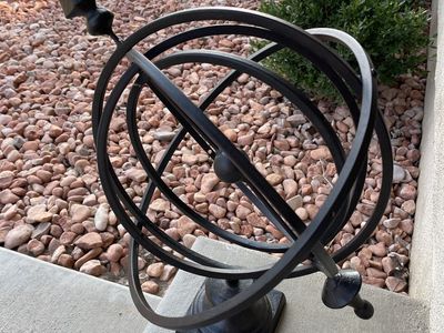 Decorative Black Metal Armillary Sphere Sundial Garden Sculpture