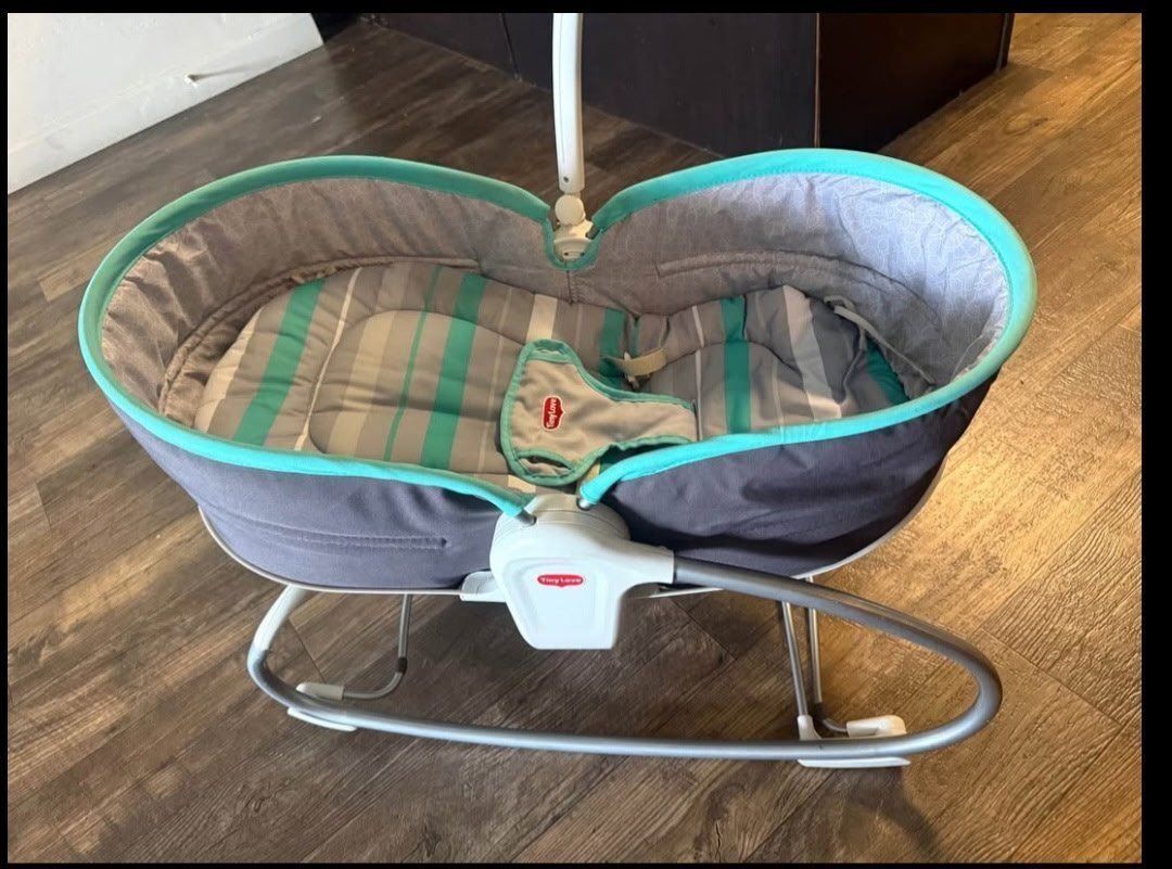Tiny Love 3-in-1 Rocker Napper Infant Seat - Turquoise Gray Striped