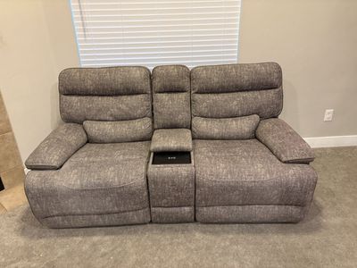 Power Reclining Grey Fabric Loveseat