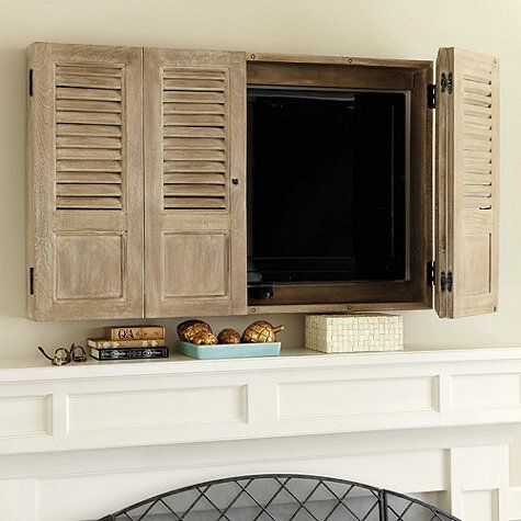 Rustic Shutter Wall TV Cover Cabinet -  ~40 TV