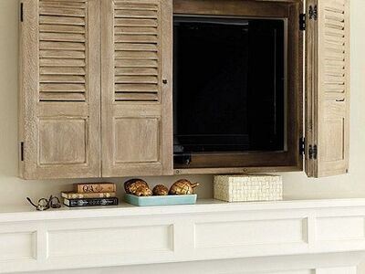 Rustic Shutter Wall TV Cover Cabinet - ~40 TV