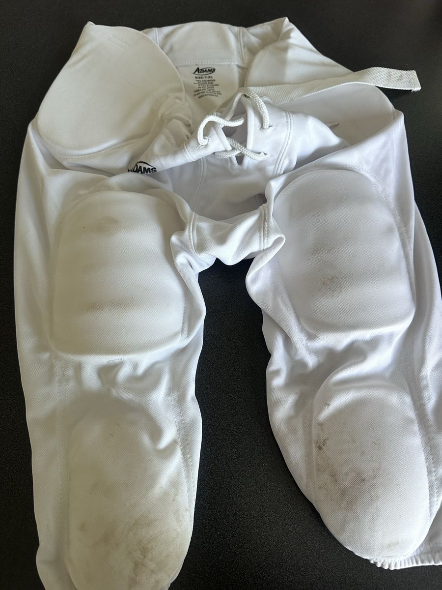 Used Adams Youth XL Integrated Football Pants White Built-In Padding