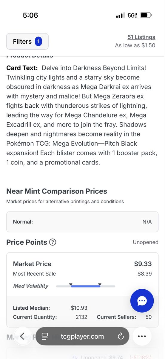 Pokémon TCG: Mega Evolution—Pitch Black Expansion Blister Pack with 1 Booster Pack, 1 Coin, 1 Promo Card