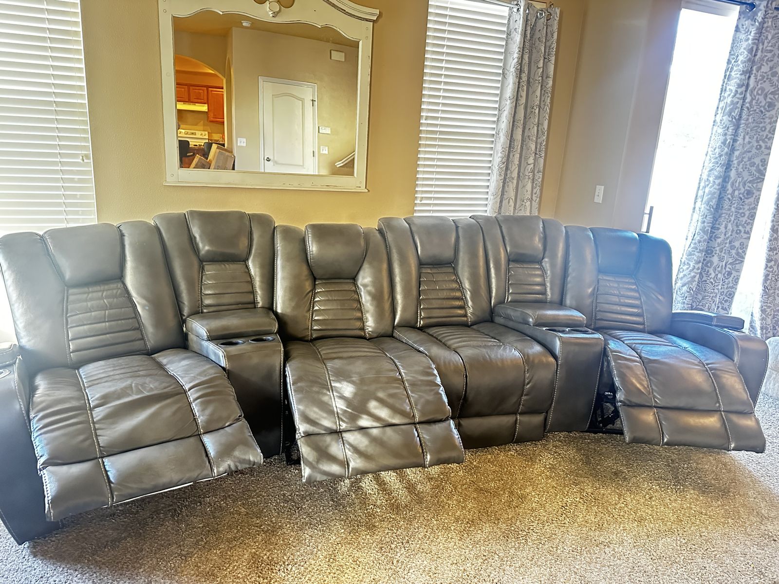 Beautiful Reclining Sofa /Sectional Dark Gray