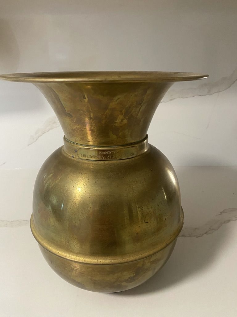 Antique Brass Pullman Silver Palace Car Co. Spittoon - Railroad Collectible