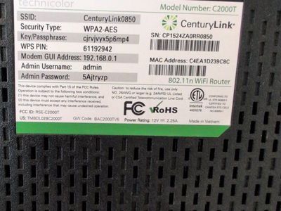 CenturyLink Technicolor C2000T 802.11n WiFi Router with Modem