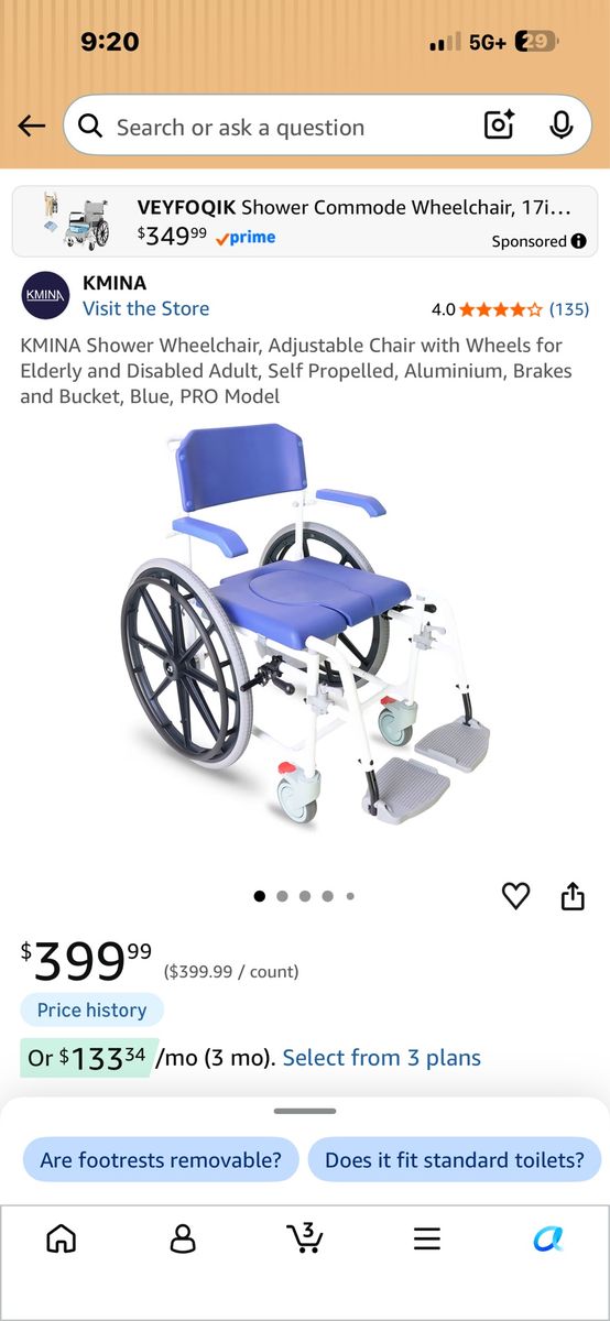 Deluxe Shower Wheelchair - $400 value