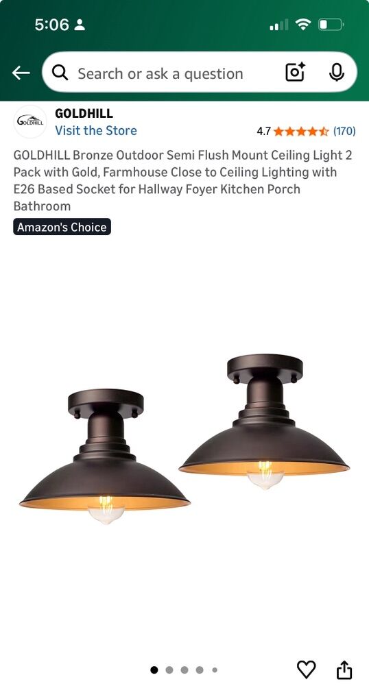 Semiflush Lights, 2 Pack