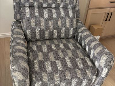 Patterned Fabric Recliner Armchair in Grey and White