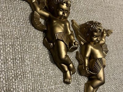 Set of Gold Cherub Wall Hangings Decor Vintage