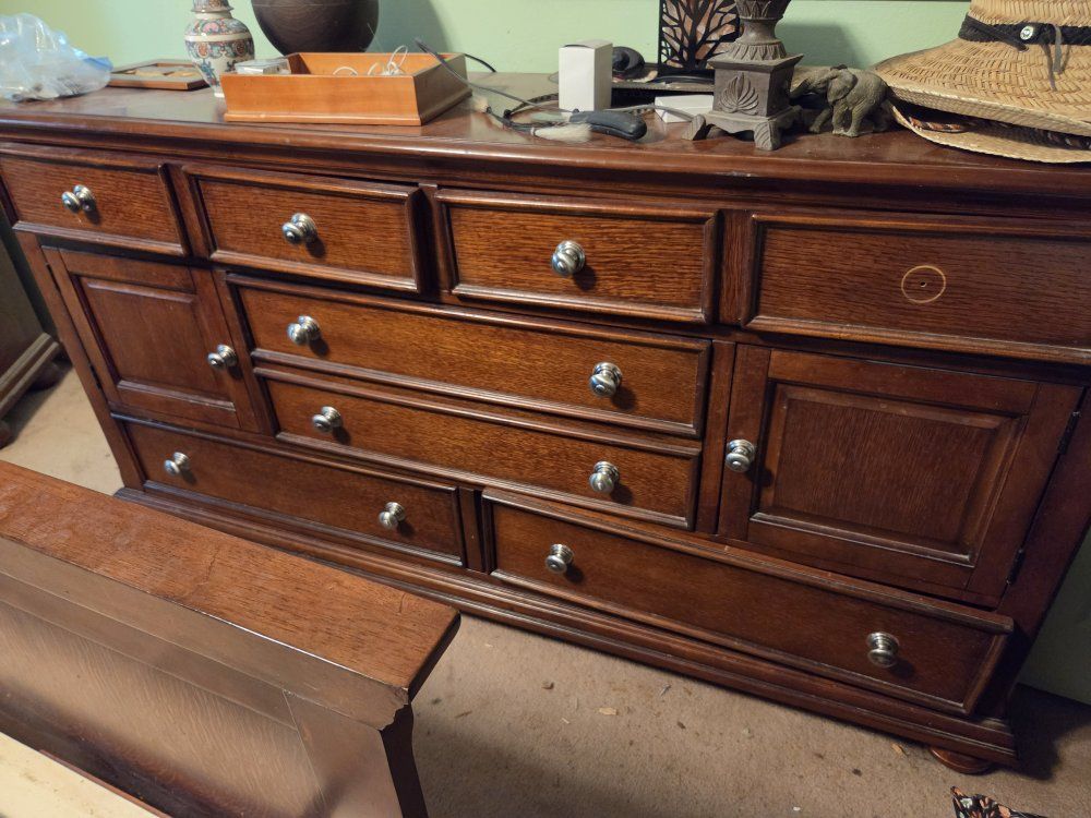 Solid Wood Bedroom Set - Storage Bed Frame, Dresser, and Tall Chest