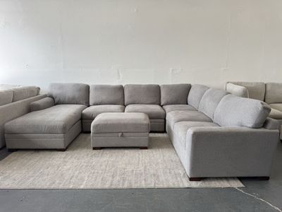 GRAY COSTCO SECTIONAL SOFA COUCH & STORAGE OTTOMAN