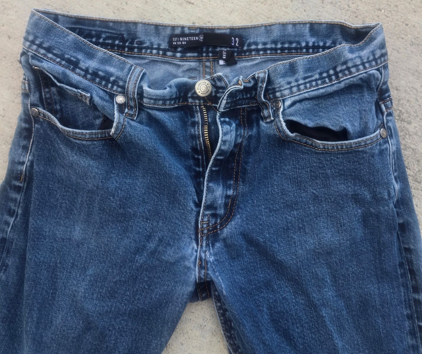 EST: NINETEEN 91 Men's Skinny Jeans – Medium Indigo Wash Denim Size 32