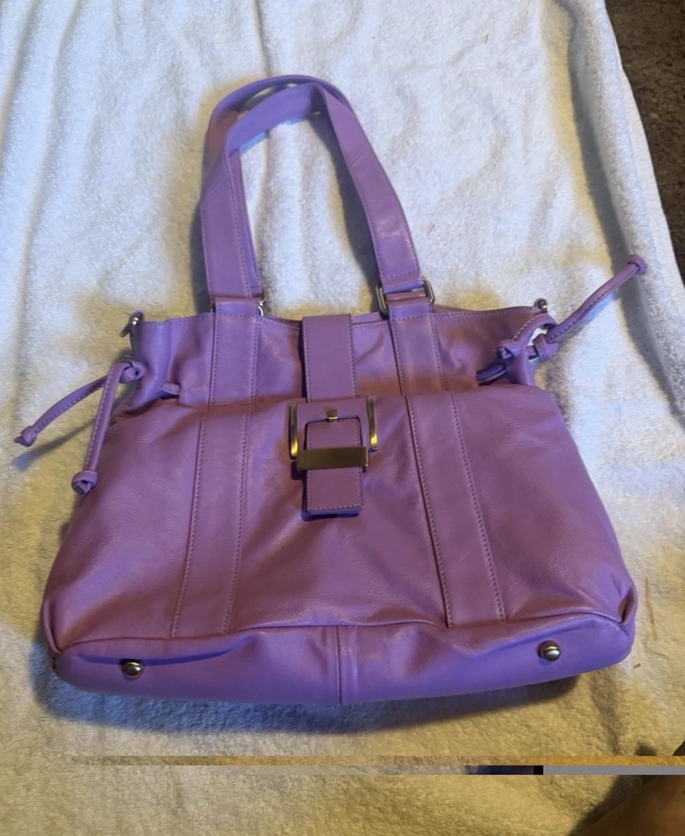 SIMPLY NINA by NINA RAYE Purple Lambskin Leather Shoulder Bag Purse 13 x 9 x 4