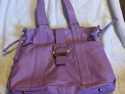 SIMPLY NINA by NINA RAYE Purple Lambskin Leather Shoulder Bag Purse 13 x 9 x 4