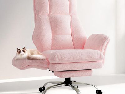 NEW Big and Tall Office Chair, Flip Armrests for Pets & Cross Legged Sitting, Pink