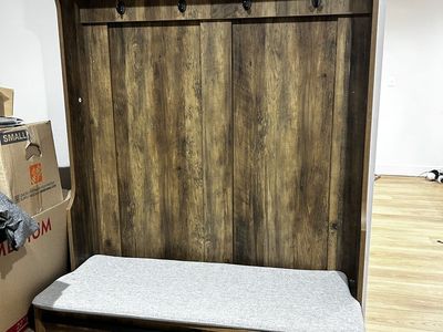 Boho coat hanger with storage.