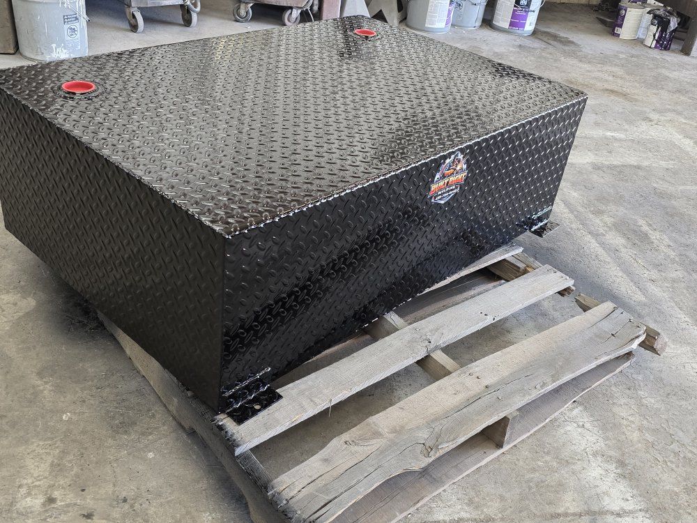 Built Right Welding Heavy Duty Black Diamond Plate Steel Auxiliary Fuel Transfer Tank