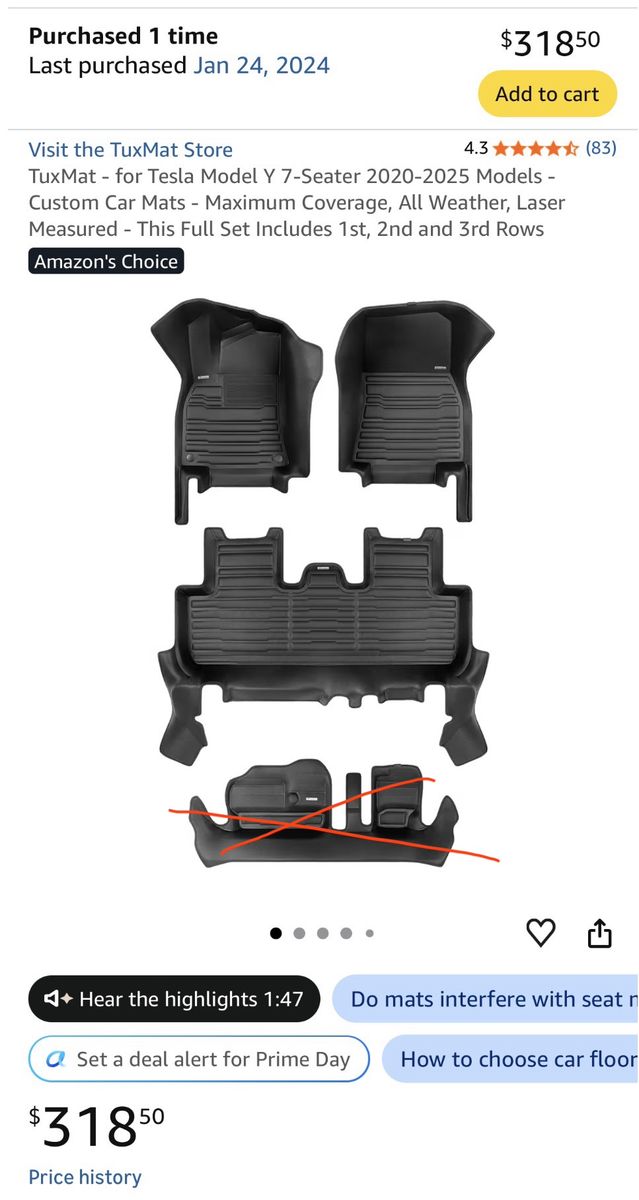 TuxMat Custom Floor Mats for Tesla Model Y (2020-2025)