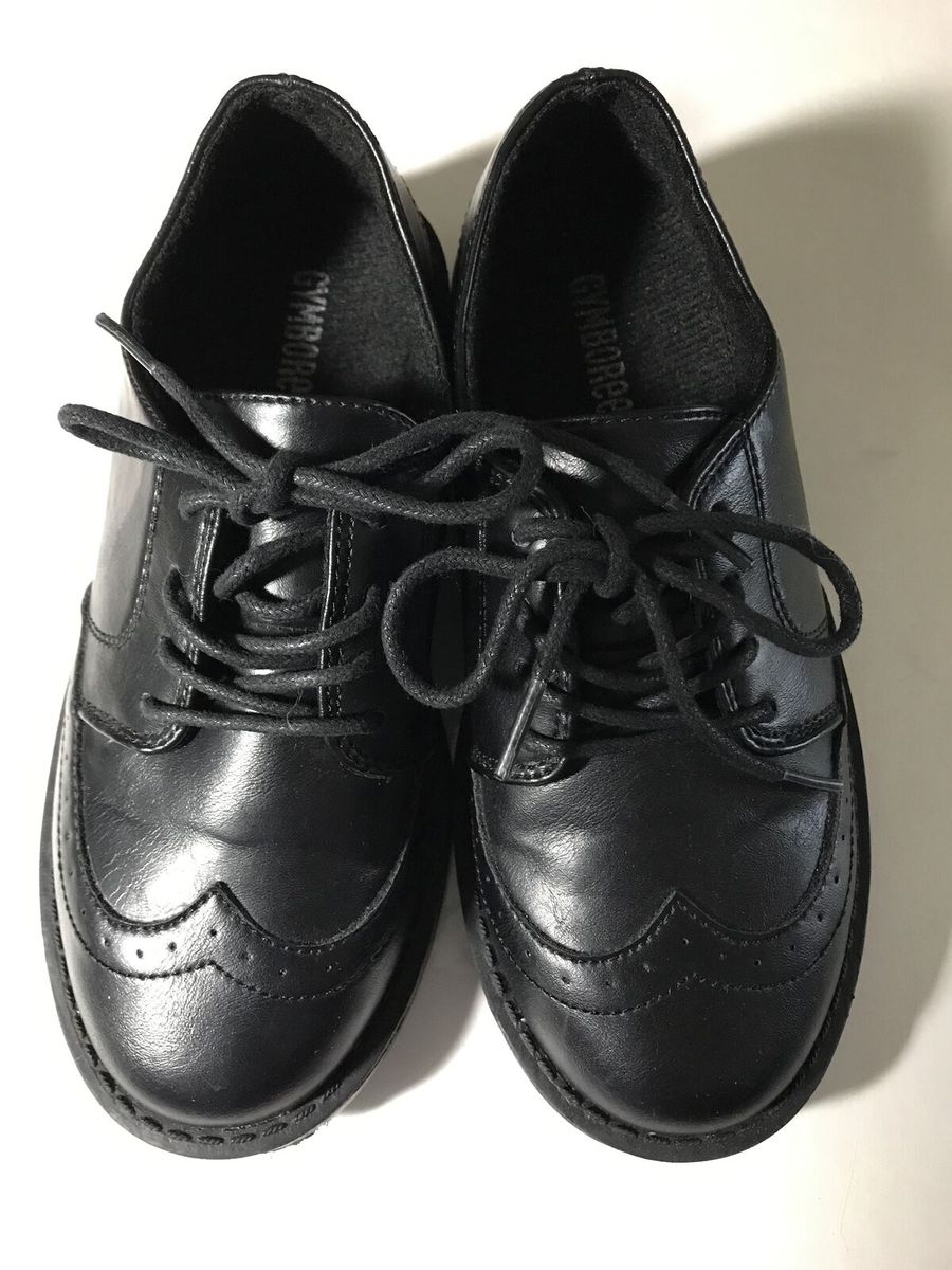 Gymboree Boys Size 1 Black Wingtip Dress Shoes Lace Up Formal