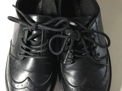 Gymboree Boys Size 1 Black Wingtip Dress Shoes Lace Up Formal
