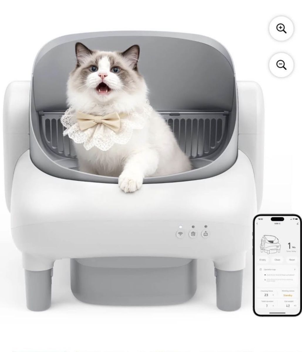Smart Self-Cleaning Cat Litter Box – APP Control, Safety Sensors, Washable Removable Liner, Odor-Free & Low Maintenance