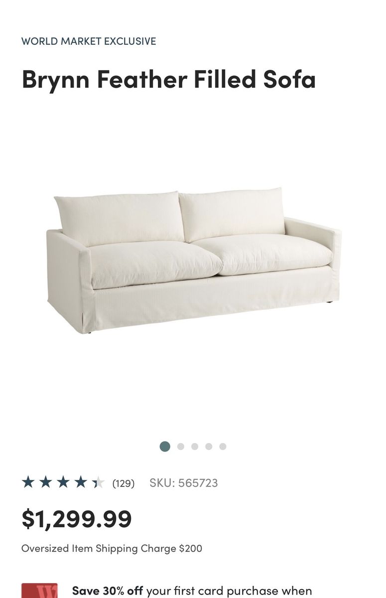 Worldmarket Brynn Feather Sofa