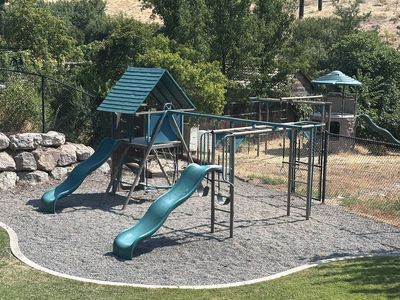 Outdoor Metal & Plastic Playset with Slides, Swings & Monkey Bars